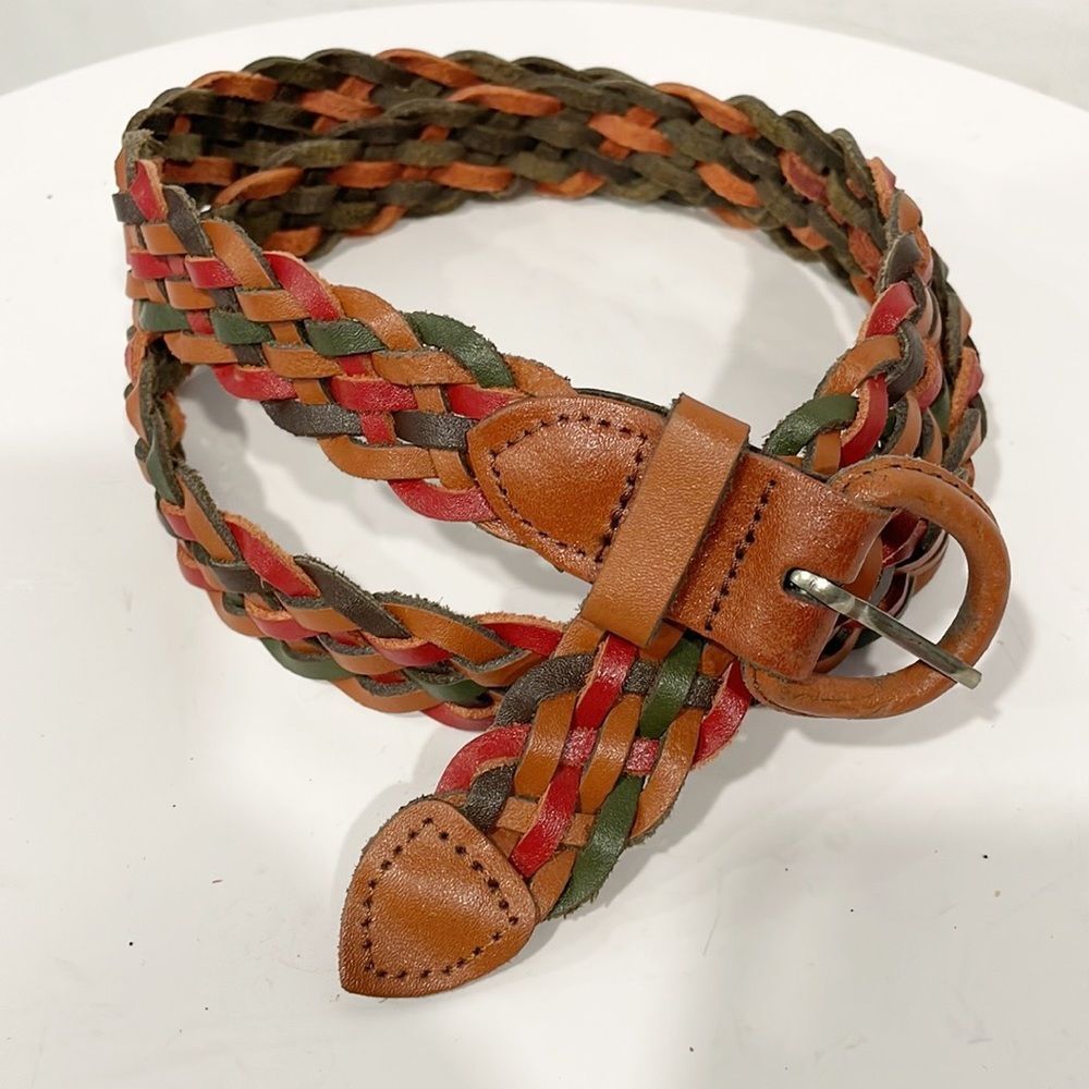 Genuine Leather Women’s Belt Colorful Braided Size‎ Med-Lg